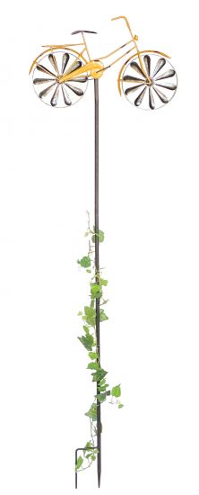 DanDiBo Gartenstecker Metall Fahrrad XL 160 cm Gelb 96101 Shabby Windspiel Windrad Wetterfest Gartendeko Garten Gartenstab Bodenstecker