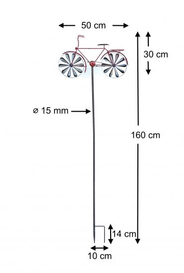 Preview: DanDiBo Gartenstecker Metall Fahrrad XL 160 cm Rot 96100 Shabby Windspiel Windrad Wetterfest Gartendeko Garten Gartenstab Bodenstecker