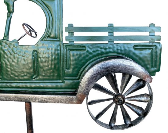 Preview: DanDiBo Gartenstecker Metall Oldtimer Auto XL 160 cm Grün 96102 Windspiel Windrad Wetterfest Gartendeko Garten Gartenstab Bodenstecker