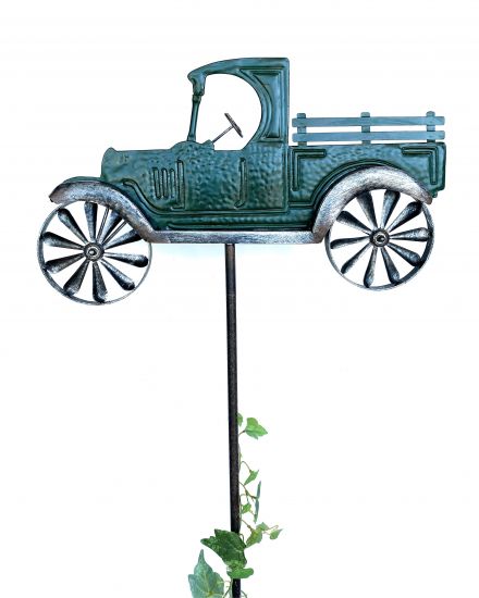 DanDiBo Gartenstecker Metall Oldtimer Auto XL 160 cm Grün 96102 Windspiel Windrad Wetterfest Gartendeko Garten Gartenstab Bodenstecker