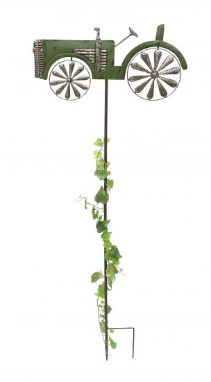 DanDiBo garden plug metal tractor XL 135 cm tractor green 96005 wind chime wind wheel weatherproof garden decoration garden stick ground plug