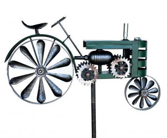 DanDiBo Gartenstecker Metall Traktor XL 160 cm Trecker Grün 96106 Windspiel Windrad Wetterfest Gartendeko Garten Gartenstab Bodenstecker