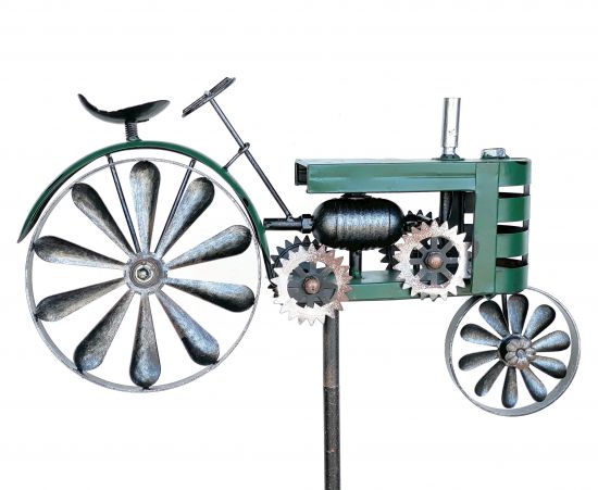 DanDiBo Gartenstecker Metall Traktor XL 160 cm Trecker Grün 96106 Windspiel Windrad Wetterfest Gartendeko Garten Gartenstab Bodenstecker