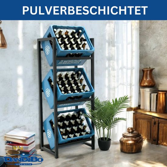 DanDiBo Getränkekistenregal 3 Kisten Schmal Metall Stehend 96599 Kistenregal Getränkekistenhalter 47 cm Getränkeregal