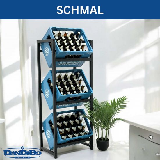 DanDiBo Getränkekistenregal 3 Kisten Schmal Metall Stehend 96599 Kistenregal Getränkekistenhalter 47 cm Getränkeregal