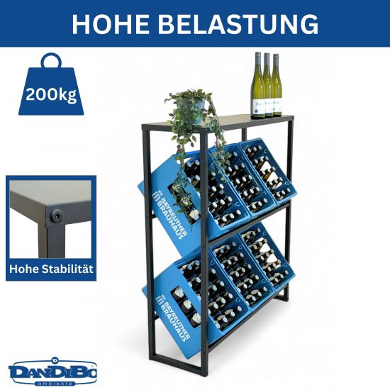 Preview: DanDiBo Getränkekistenregal 6 Kisten mit Ablage Metall Stabil 96435 100 cm Getränkeregal Kistenregal