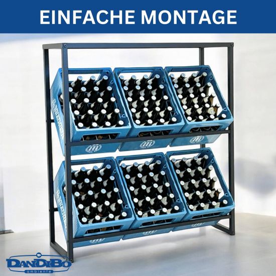DanDiBo Beverage crate rack 6 crates with shelf Metal Stable 96435 Beverage crate holder 100 cm Beverage crate stand - Kopie
