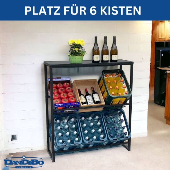 DanDiBo Beverage crate rack 6 crates with shelf Metal Stable 96435 Beverage crate holder 100 cm Beverage crate stand - Kopie
