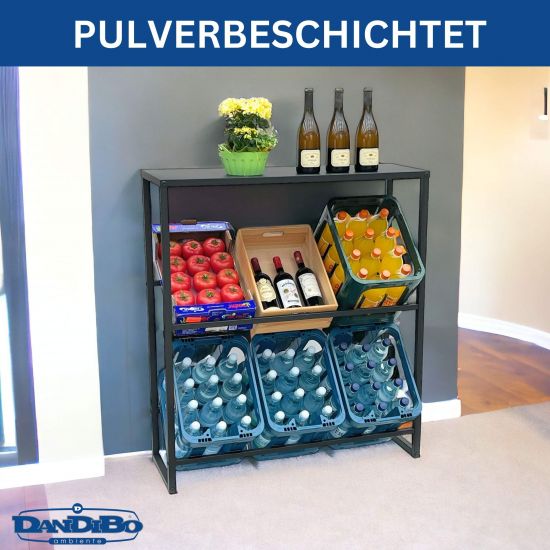 DanDiBo Getränkekistenregal 6 Kisten mit Ablage Metall Stabil 96435 100 cm Getränkekistenhalter Getränkekistenständer