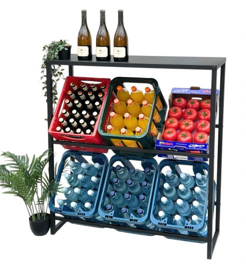 DanDiBo Beverage crate rack 6 crates with shelf Metal Stable 96435 Beverage crate holder 100 cm Beverage crate stand - Kopie