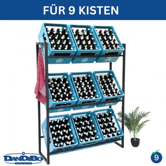 DanDiBo Bottle Crate Rack 9 Crates 96633 Beverage Rack Crate Holder Beer Crate Shelf Water Bottle Storage Shelf