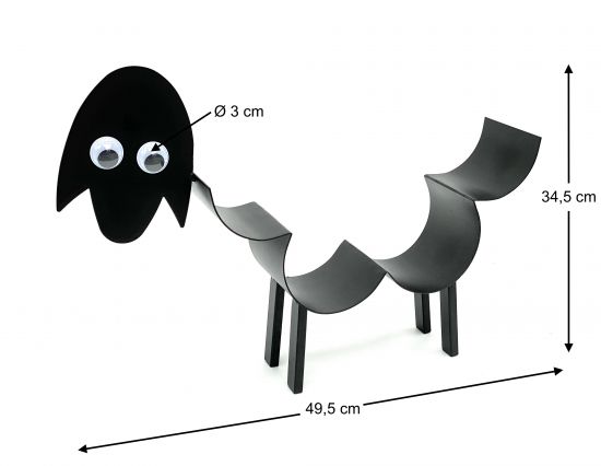 Preview: DanDiBo Handtuchhalter Schwarz Metall Schaf mit Wackelaugen WC Handtuchregal Gäste Bad Gästehandtuchhalter