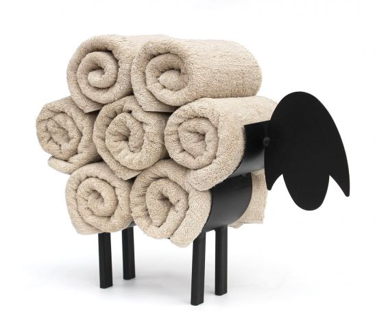 DanDiBo Handtuchhalter Stehend Schwarz Schaf Handtuchregal Gäste Bad Gästehandtuchhalter
