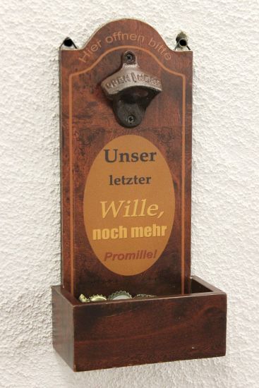 Preview: Flaschenöffner mit Kronkorkenbehälter 5093 Bieröffner 32cm Wandflaschenöffner Öffner