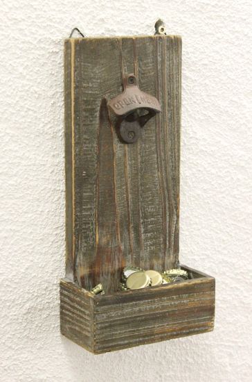 Preview: Flaschenöffner mit Kronkorkenbehälter 5094 Bieröffner 32cm Wandflaschenöffner Öffner