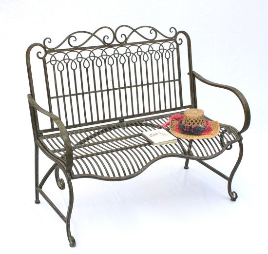 DanDiBo garden bench metal weatherproof patina green 110 cm 2 seater bench JC150014 park bench iron garden