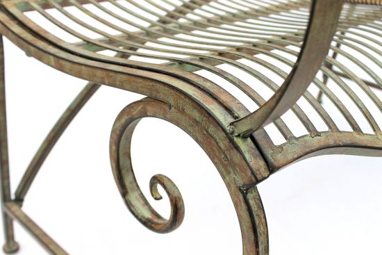 Preview: DanDiBo Gartenbank Metall Wetterfest Patina Grün 110 cm 2 Sitzer Sitzbank JC150014 Parkbank Eisen Garten