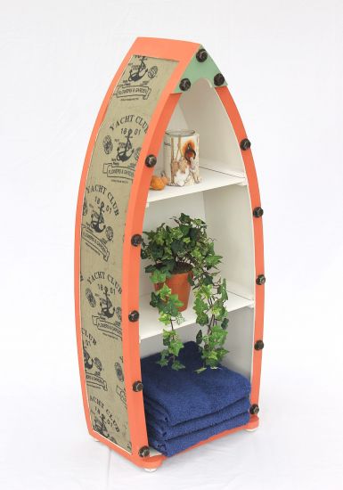 Preview: Boot Regal 15A055-M H-96cm Badregal Shabby Badschrank Badmöbel Bootregal