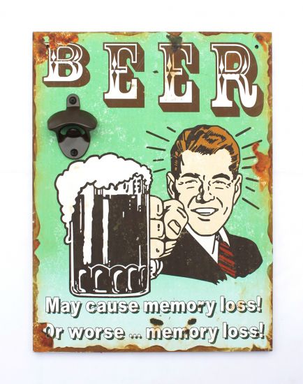 Preview: Wandbild Beer mit Flaschenöffner 40cm Bieröffner 21261 Grün Wandflaschenöffner Öffner