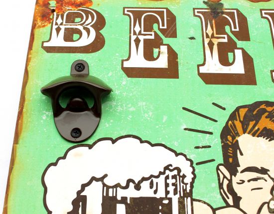 Preview: Wandbild Beer mit Flaschenöffner 40cm Bieröffner 21261 Grün Wandflaschenöffner Öffner