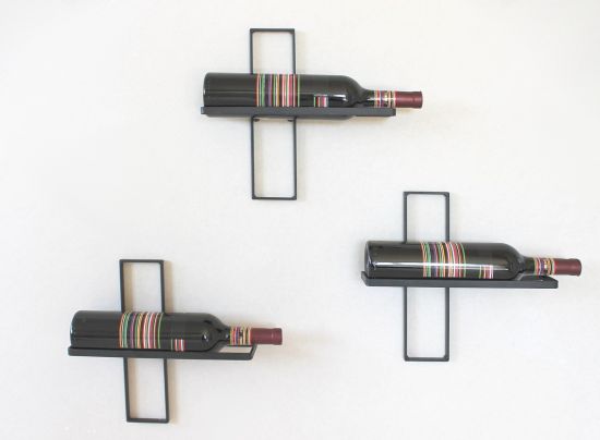 Preview: Weinregal D3 aus Metall Flaschenständer 3er Set Wandregal Flaschenregal Regal