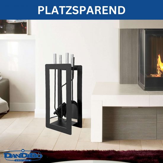 Preview: DanDiBo Kaminbesteck Modern Schwarz 5 Teilig Set 96572 Kaminset Kamingarnitur Ofenbesteck