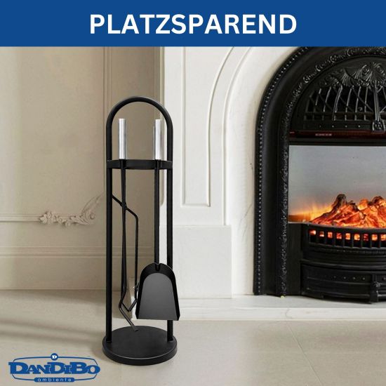 Preview: DanDiBo Kaminbesteck Modern Schwarz 5 Teilig Set 96573 Kaminset Kamingarnitur Ofenbesteck