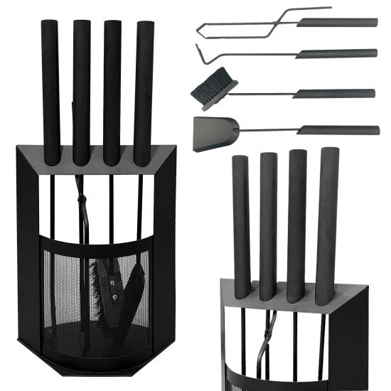 DanDiBo Kaminbesteck Schwarz Modern 5 Teilig Set 96616 Kaminset Kamingarnitur Ofenbesteck