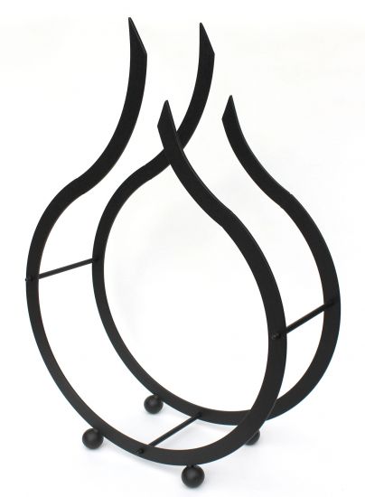 Preview: Kaminholzregal Flamme Kaminholzständer 78 cm Holzkorb Kaminholzhalter Holzregal