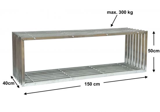Preview: DanDiBo Kaminholzregal Innen Edelstahl Metall Kaminholzständer 96429 Brennholzregal 150 cm Holzkorb Kaminholzhalter