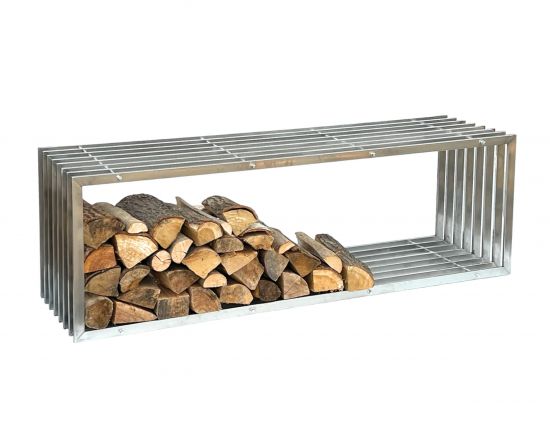 DanDiBo Kaminholzregal Innen Edelstahl Metall Kaminholzständer 96429 Brennholzregal 150 cm Holzkorb Kaminholzhalter