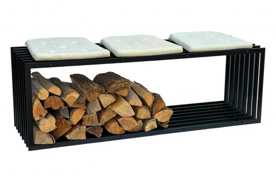 DanDiBo Kaminholzregal Innen Metall Schwarz Kaminholzständer 96430 150 cm Holzkorb Kaminholzhalter Brennholzregal