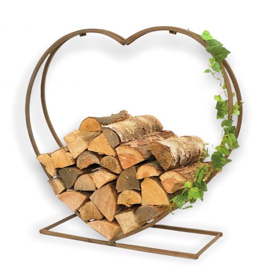Kaminholzregal Innen Metall Herz Kaminholzständer 2013221 XL 78 cm Holzkorb Kaminholzhalter Holzregal Feuerholzhalter Deko