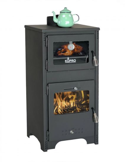 Kaminofen mit Backfach und Herdplatte Ever 2 Holzofen 7,85 kW Kamin Ofen Holz Werkstattofen Hüttenofen Heizofen