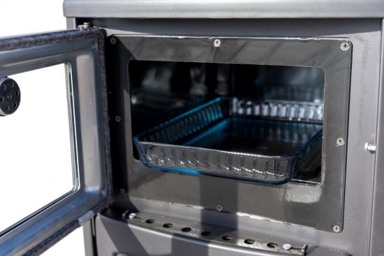 EEK A wood-burning stove with baking compartment hob panoramic fireplace three-sided glass Teba TKS 19 wood-burning stove 12 kW fireplace stove wood-burning cooker hob kitchen stove