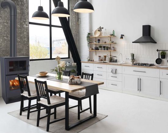 Preview: Kaminofen mit Backfach Verso F Holzofen 9 kW Kamin Ofen Holz Mehrfachbelegung Heizofen Holzofen