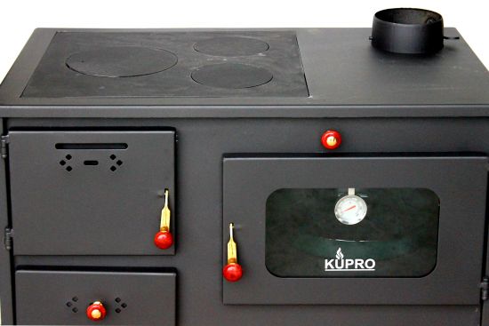 Preview: Gartenofen Küche Outdoor Ofen Holz Außenkamin Kaminofen mit Backfach und Herdplatte 93894 7,5 kW Kamin