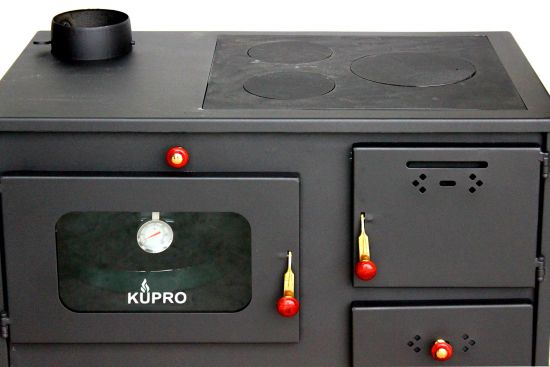 Preview: Gartenofen Küche Outdoor Ofen Holz Außenkamin Kaminofen mit Backfach und Herdplatte 93933 Kamin Garten 7,5 kW