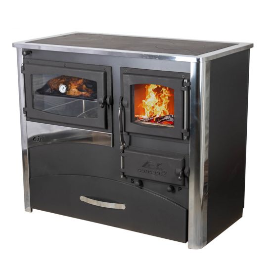 EEK A Kaminofen mit Backfach und Herdplatte ABC Concept 2 Air Links Mehrfachbelegung Holzofen 11,6 kW Kamin Ofen Holz Werkstattofen Schwedenofen Hüttenofen Heizofen Holzofen