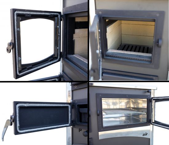 EEK A Kaminofen mit Backfach und Herdplatte ABC Concept 2 Air Rechts Mehrfachbelegung Holzofen 11,6 kW Kamin Ofen Holz Werkstattofen Schwedenofen Hüttenofen Heizofen Holzofen