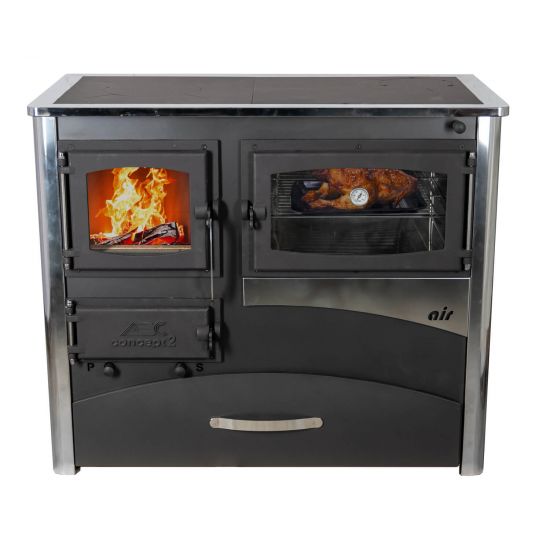 Preview: EEK A Kaminofen mit Backfach und Herdplatte ABC Concept 2 Air Rechts Mehrfachbelegung Holzofen 11,6 kW Kamin Ofen Holz Werkstattofen Schwedenofen Hüttenofen Heizofen Holzofen