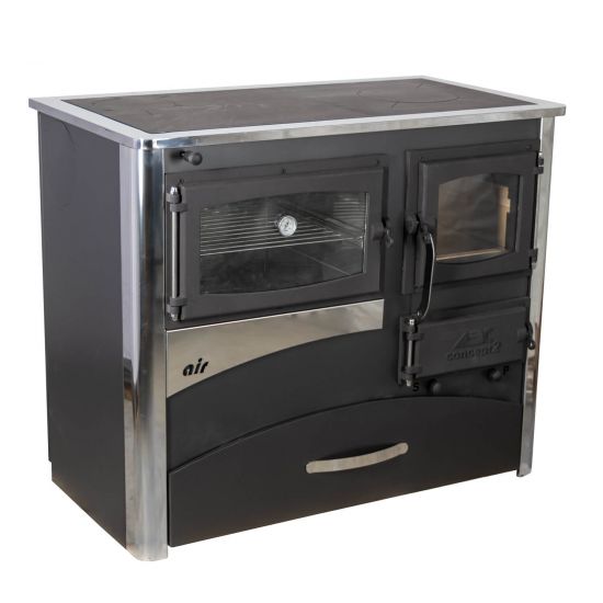 Preview: EEK A Kaminofen mit Backfach und Herdplatte ABC Concept 2 Air Links Mehrfachbelegung Holzofen 11,6 kW Kamin Ofen Holz Werkstattofen Schwedenofen Hüttenofen Heizofen Holzofen