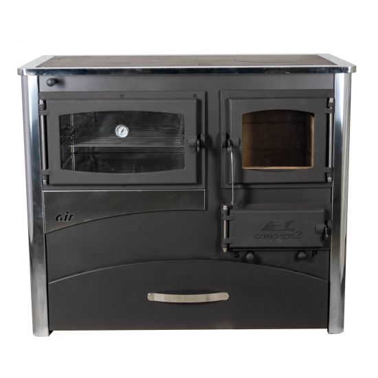 EEK A fireplace stove with baking compartment and stovetop ABC Concept 2 Air Left multi-use wood-burning stove 11.6 kW fireplace stove wood workshop stove Swedish stove cabin stove heating stove wood stove