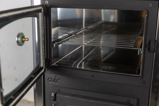 EEK A Kaminofen mit Backfach und Herdplatte ABC Concept 2 Air Mini Mehrfachbelegung Holzofen 10 kW Kamin Ofen Holz Werkstattofen Schwedenofen Hüttenofen Heizofen Holzofen