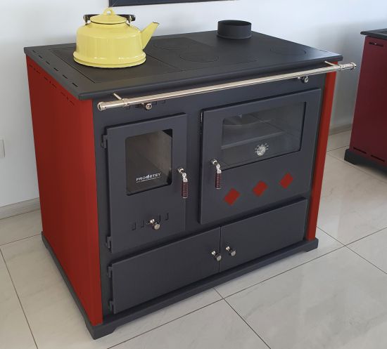 EEK A+ wood-burning stove with baking compartment and hob Pracktik Lux red wood-burning stove 9.5 kW wood-burning stove wood-burning fireplace wood-burning stove wood-burning stove wood-burning stove