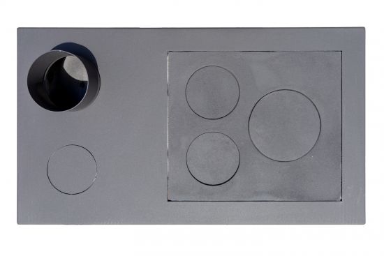 Kaminofen mit Backfach und Herdplatte Retro Eco Schwarz Links Holzofen 7 kW Kamin Ofen Holz Werkstattofen Hüttenofen Heizofen Gartenofen