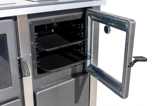 Kaminofen mit Backfach und Herdplatte Teba TKS 18 Rechts Mehrfachbelegung Holzofen 10 kW Kamin Ofen Holz Holzherd Küchenhexe Kochplatte Küchenofen