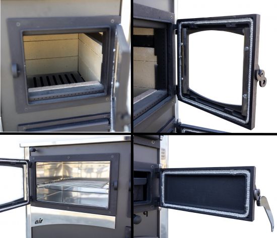 EEK A Kaminofen mit Backfach und Herdplatte mit Glaskeramik ABC Concept 2 Air Links Mehrfachbelegung Holzofen 11,6 kW Kamin Ofen Holz Werkstattofen Schwedenofen Hüttenofen Heizofen Holzofen