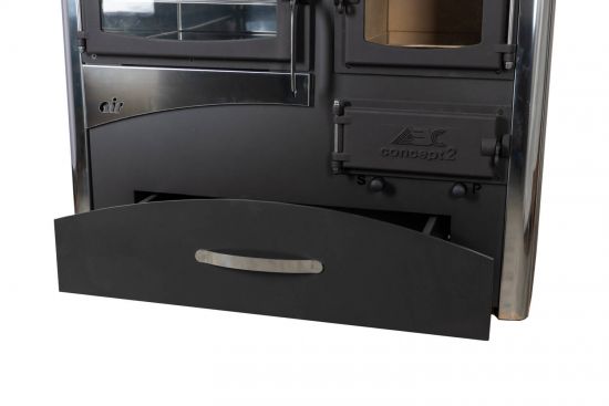 EEK A Kaminofen mit Backfach und Herdplatte mit Glaskeramik ABC Concept 2 Air Links Mehrfachbelegung Holzofen 11,6 kW Kamin Ofen Holz Werkstattofen Schwedenofen Hüttenofen Heizofen Holzofen