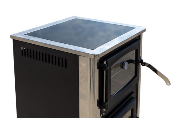 EEK A Kaminofen mit Backfach und Herdplatte mit Glaskeramik ABC Concept 2 Air Mini Mehrfachbelegung Holzofen 10 kW Kamin Ofen Holz Werkstattofen Schwedenofen Hüttenofen Heizofen Holzofen